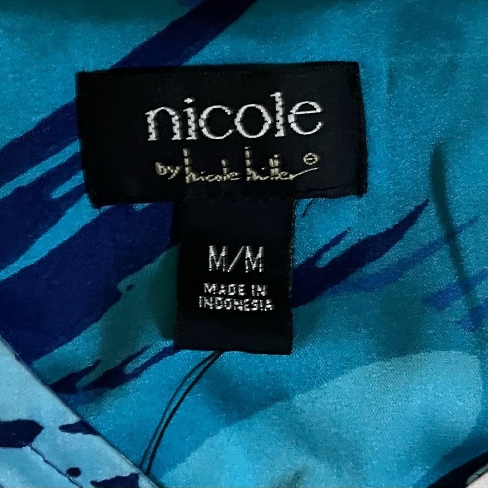 Nicole Miller Blue Abstract Patterned Tank Top Medium - Picture 10 of 13